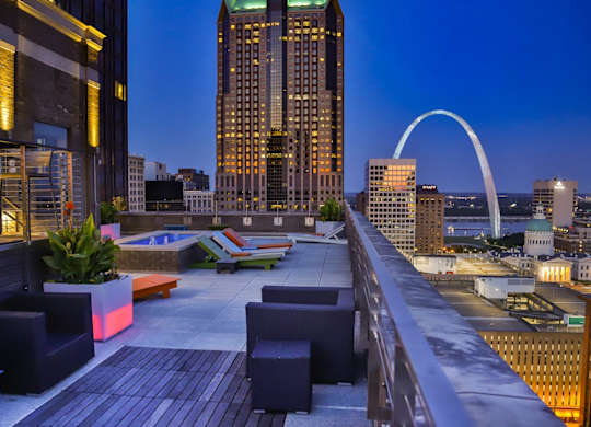 Beautiful rooftop patio at Arcade Apartments, St Louis, MO