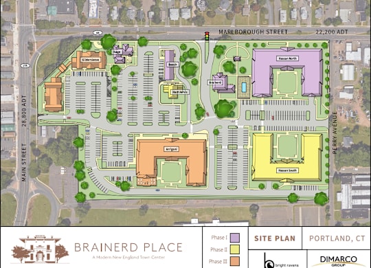 A site plan for Brainerd Place in Portland, CT.