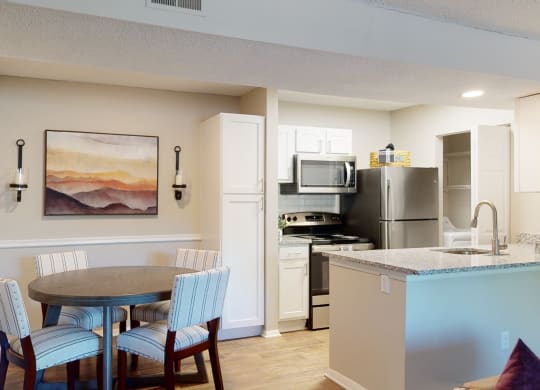 Kitchen and Dining Area in a 555 waverly unit  at Arbor Ridge, North Carolina, 27410