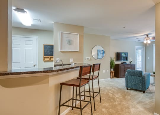 Breakfast bar and open kitchen at Beacon Place Apartments, Gaithersburg, 20878