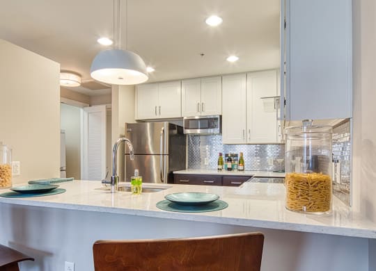 Kitchen at luxury apartments in downtown Richmond, VA