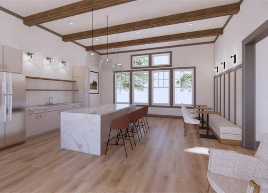 Elegant And Timeless Kitchen with marble countertop at The Mark, Harrisonburg, VA, Virginia