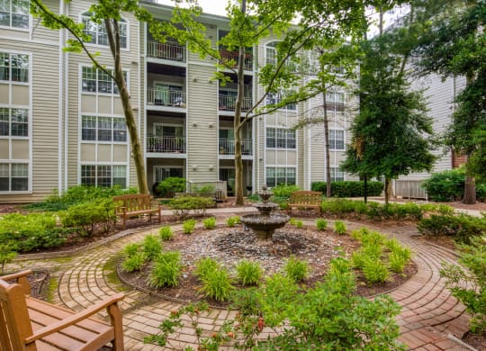 Landscaped courtyards at Beacon Place Apartments, Gaithersburg, MD
