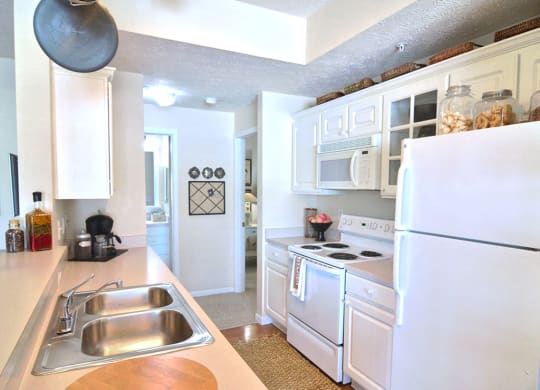 Kitchen galley in apartments in Columbus OH at The Farms Apartments, Columbus, Ohio
