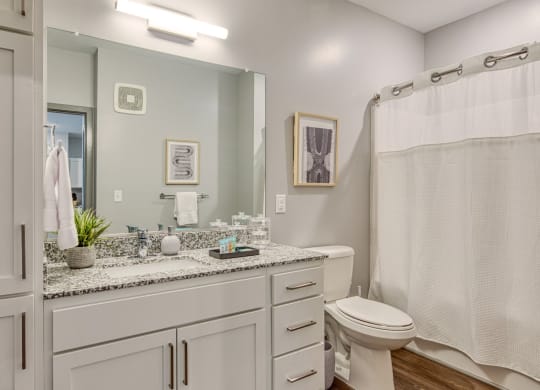 Bedroom Bathroom at Ellipse corporate apartments in near Langley AFB