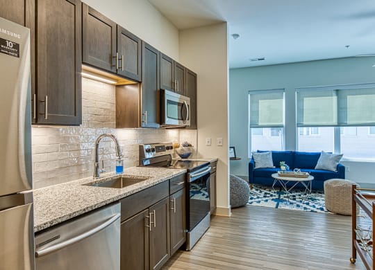 Kitchen in apartment at Axis at PTC