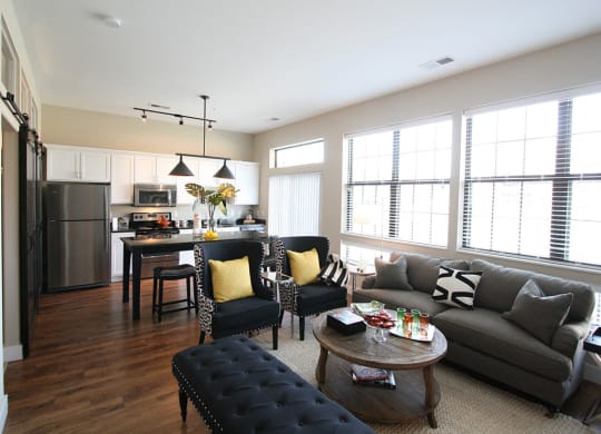 Living area decor at Hayden Lofts Apartments, Dublin, 43016