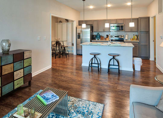 Living area with breakfast bar