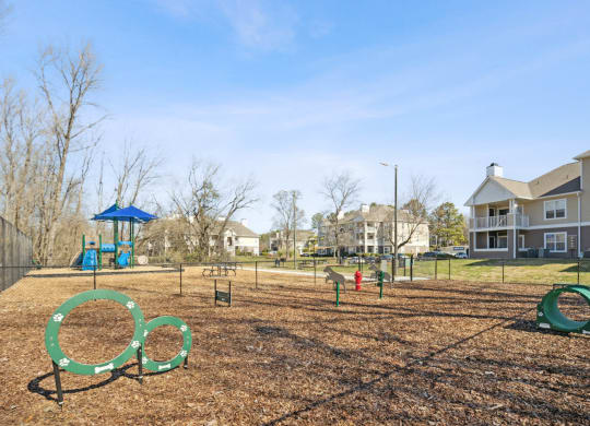 the preserve at ballantyne commons park with playground equipment and apartment buildings