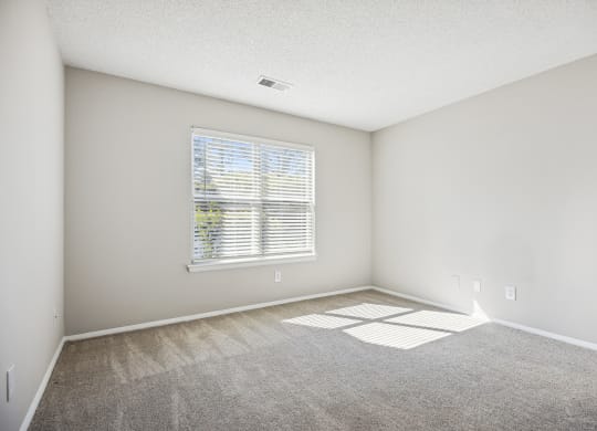 an empty room with carpet and a window
