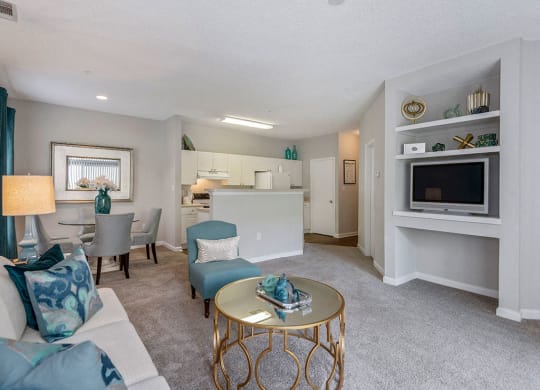 Living room TV at Mayfaire Apartments in Raleigh NC