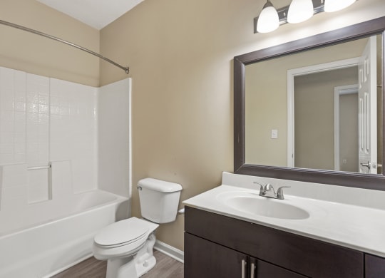 a bathroom with a sink toilet and a mirror