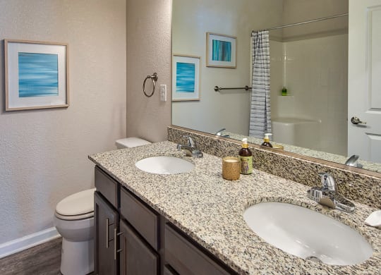 Bathroom vanity at The Choices Luxury Apartments
