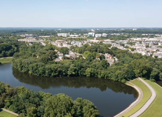 Aerial View of Park and River in Gaithersburg, MD 20878