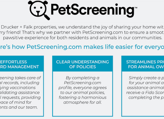 A poster explaining how PetScreening.com makes life easier for everyone.