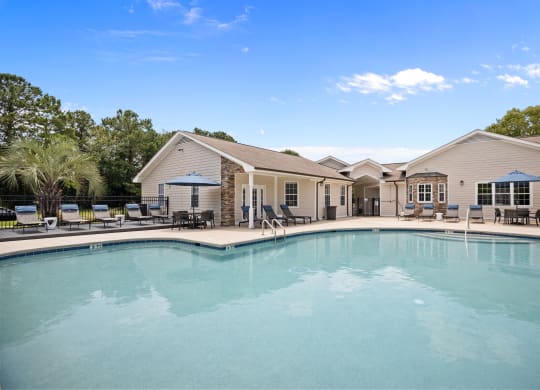 the swimming pool at the preserve at polk apartments