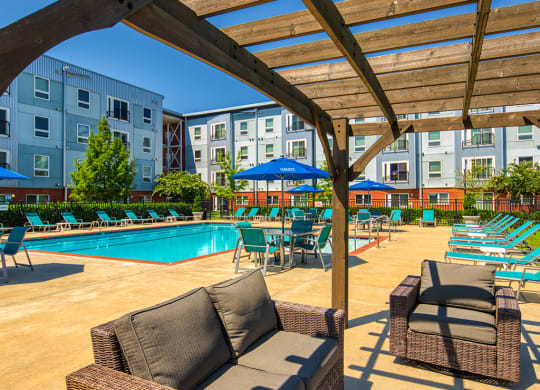 Pool and chairs at Liberty Apartments in Newport News Va