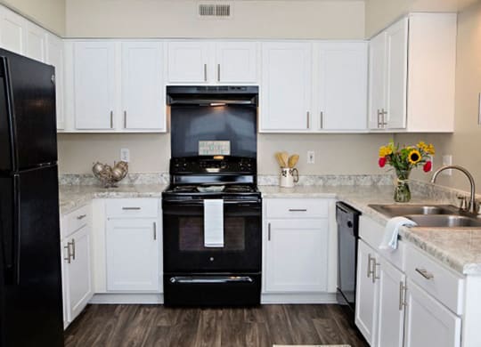 Renovated Kitchen with black appliances
