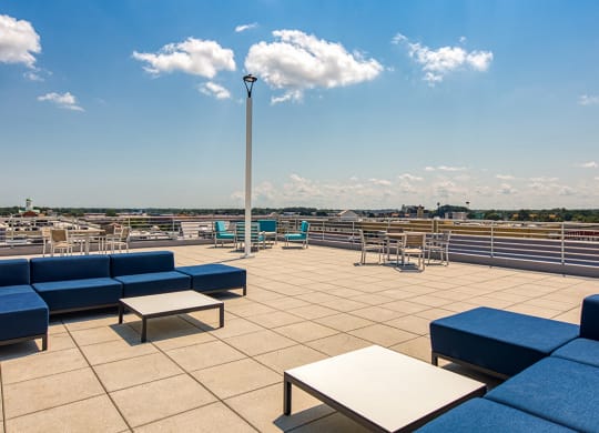 Rooftop patio at Axis at PTC Apartments in Hampton VA