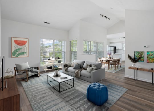 Spacious Living Room at The Farms Apartments in Columbus, Ohio, 43221