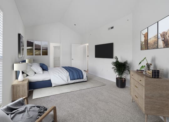 Modern Bedroom at The Farms Apartments in Columbus, Ohio