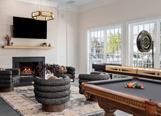 Game Room Lounge with television & fireplace. at The Orchard, Dublin, 43016