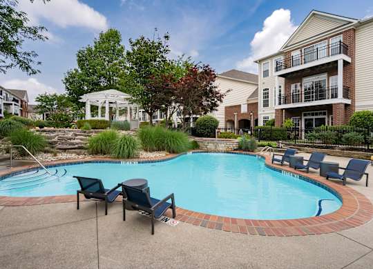 A swimming pool at Times Square, Dublin, Ohio