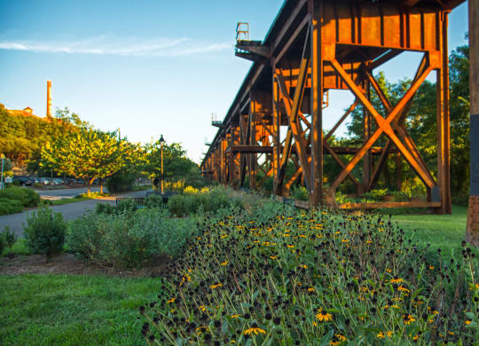 Train bridge near Shiplock Views Apartments in Richmond VA