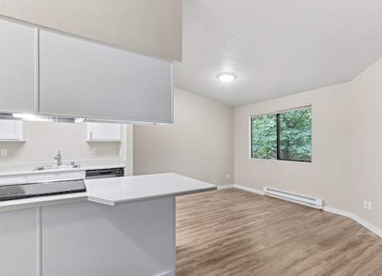 Kitchen with cabinets at Peaks on Pines, Washington, 99216