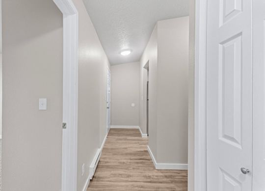 Long hallway at Peaks on Pines, Spokane Valley, WA