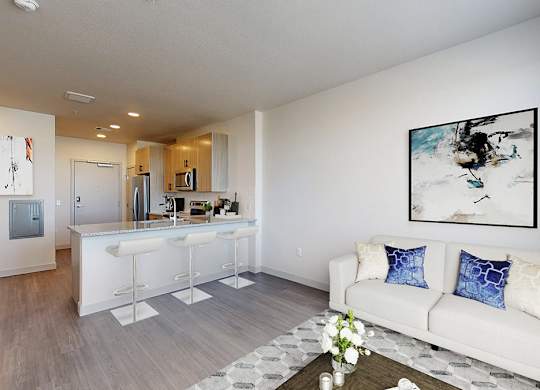 Living And Kitchen at Railside at Wadsworth Station, Lakewood, CO, 80214