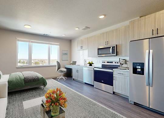 Studio Kitchen at Railside at Wadsworth Station, Lakewood, 80214