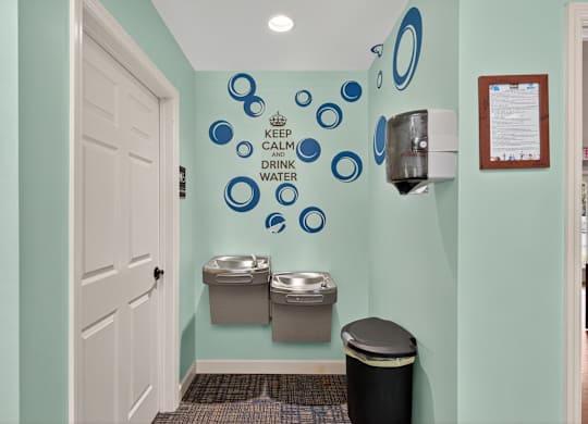 A bathroom with a green wall and a white door at Sawbranch Apartments, Summerville