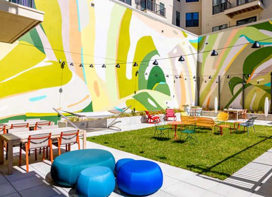 A colorful mural on the wall of a building.at The Vale at the Parks, Washington  