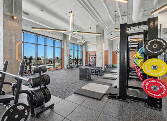 Fitness center at Velaris Living Apartments, Denver