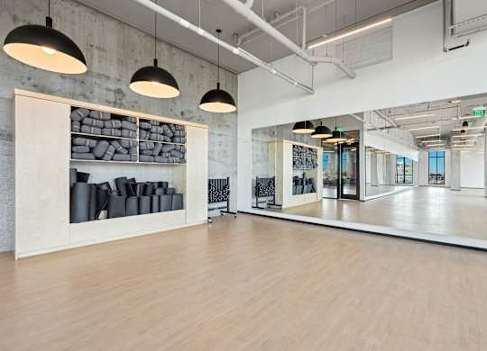 Yoga and fitness studio at Velaris Living Apartments, Denver, Colorado