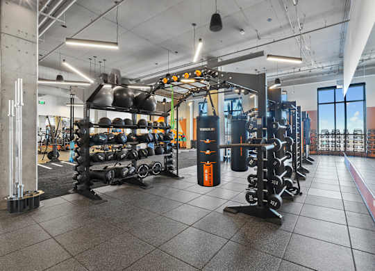 Gym with variety of equipments at Velaris Living Apartments, Denver, 80205