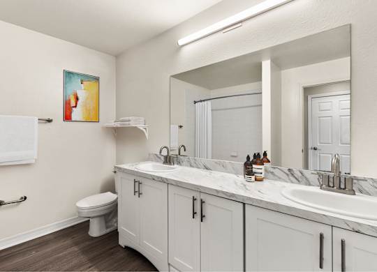 A bathroom with a toilet, sink, and a mirror.