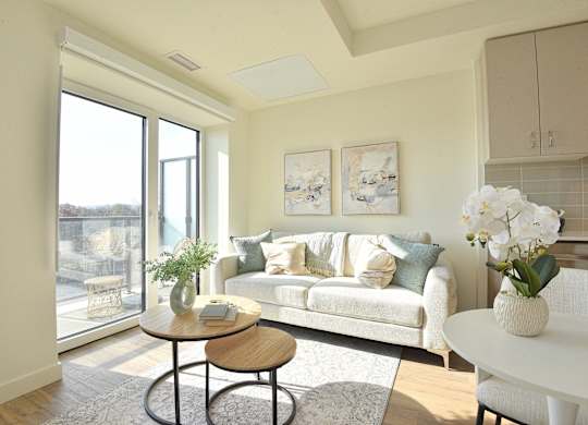 A living room at Roxy Apartments, Hamilton, Ontario