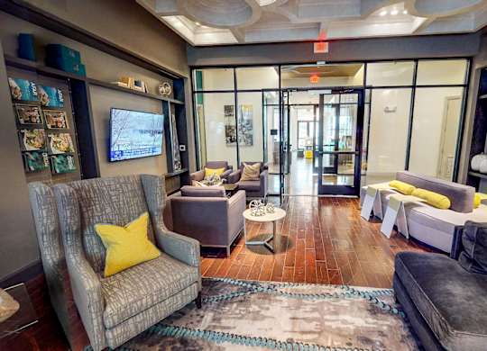 Community Clubhouse With TV at Civic at Frisco Square Apartments, Frisco