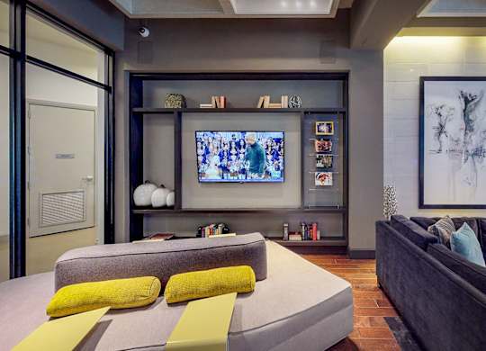 Community Clubhouse With TV at Civic at Frisco Square Apartments, Frisco