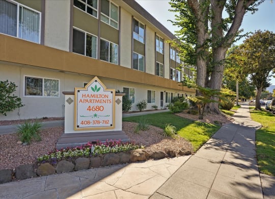Entrance Sign at Hamilton Apartments in San Jose, CA