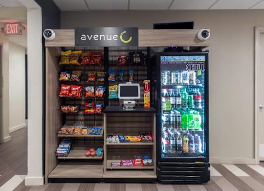 A vending machine with a variety of snacks and drinks.