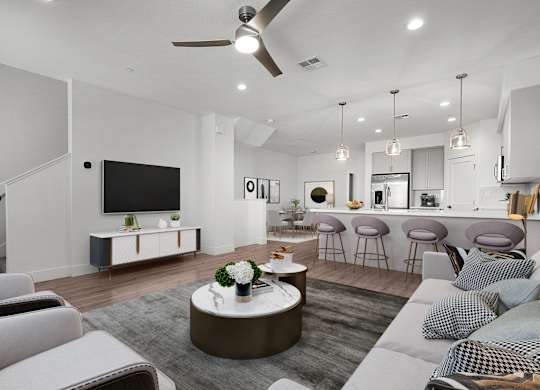 a living room with a couch and a coffee table
