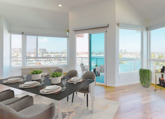Dining Room with View  at Esprit Apartments, Marina del Rey, California