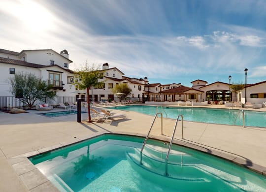 our apartments offer a swimming pool with a hot tub at The Villas at Anacapa Canyon, Camarillo, California
