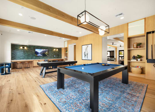 a game room with a pool table and a tv at The Villas at Anacapa Canyon, California