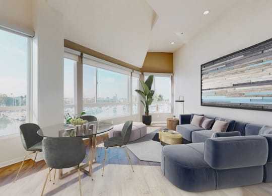 Living Room in Three-Bedroom  at Esprit Apartments, Marina del Rey, CA