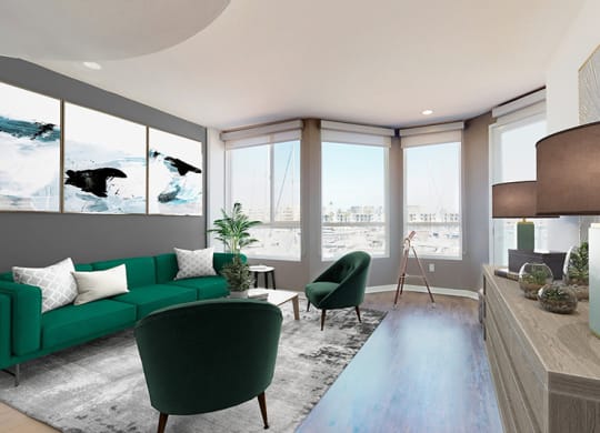 Living Room in Two-Bedroom  at Esprit Apartments, Marina del Rey, 90292
