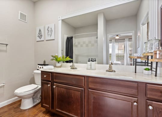 Double vanities and lots of light! at The Fairways at Star Ranch, Hutto
